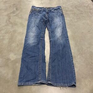 BKE Jake Mens Jeans 33x32 Bootcut Distressed Medium Wash Denim Pants